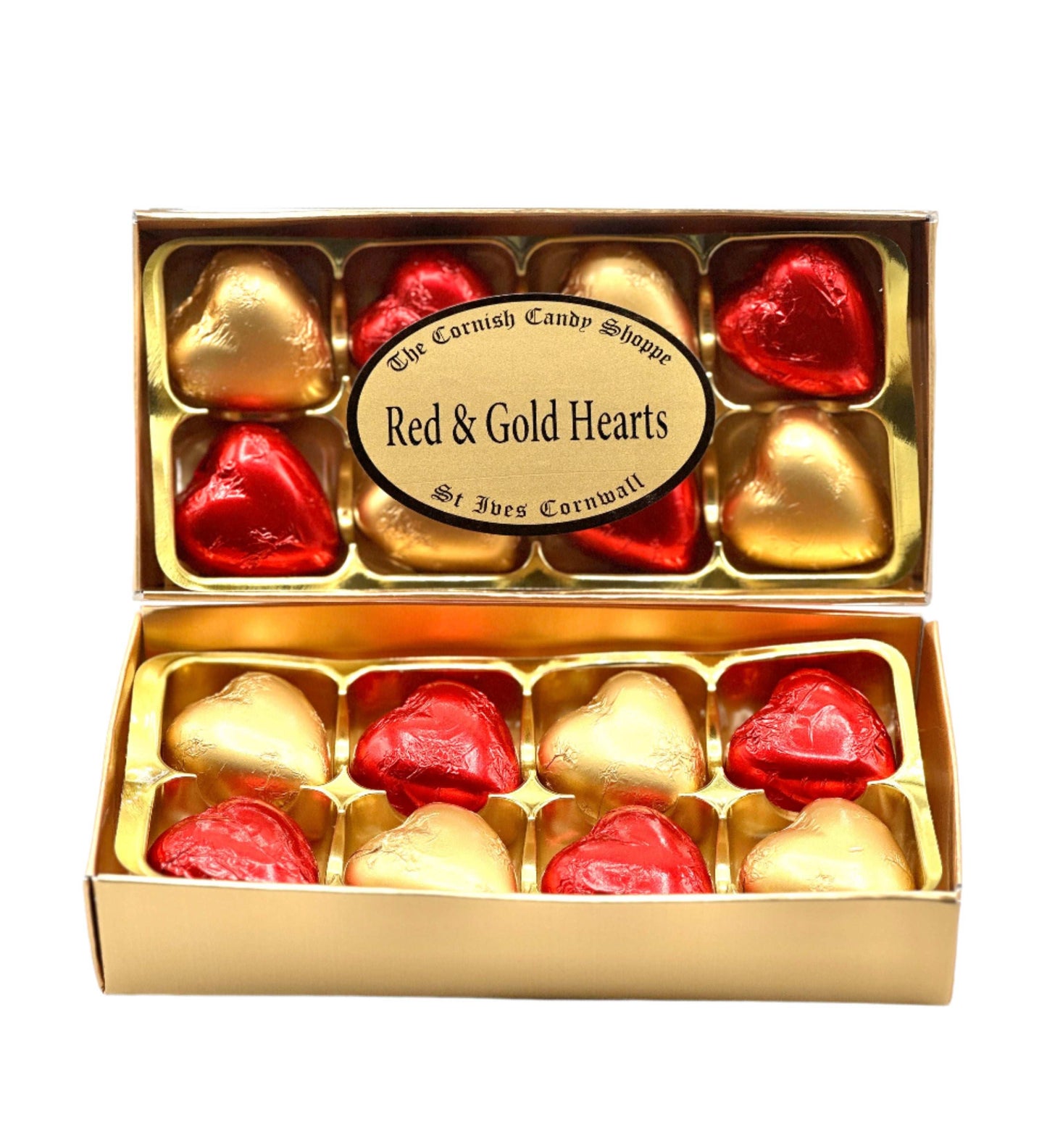 Gold Boxed Chocolate Red & Gold Hearts