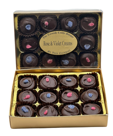 Gold Boxed Chocolate Rose & Violet Creams